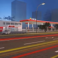 China National Petroleum Modern Petrol Station With Multiple Fuel Pumps Bright Lighting And White Car