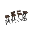 Industrial Style Single Chair With Metal Pipe Frame And Wooden Seat