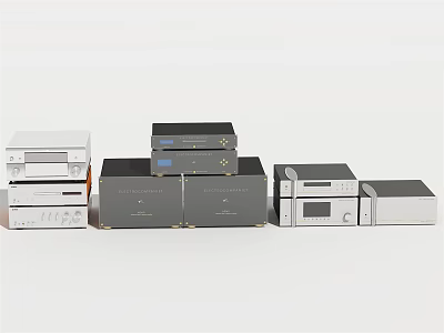 Modern Audio Equipment With Different Colors And Various Styles Including Amplifiers And Players 3d model