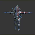 Colorful Armored 3D Game and Movie Character With Helmet and Extended Arms