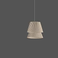 Modern Pleated Double Layer Beige Pendant Light with Fabric Shade Design 3d model