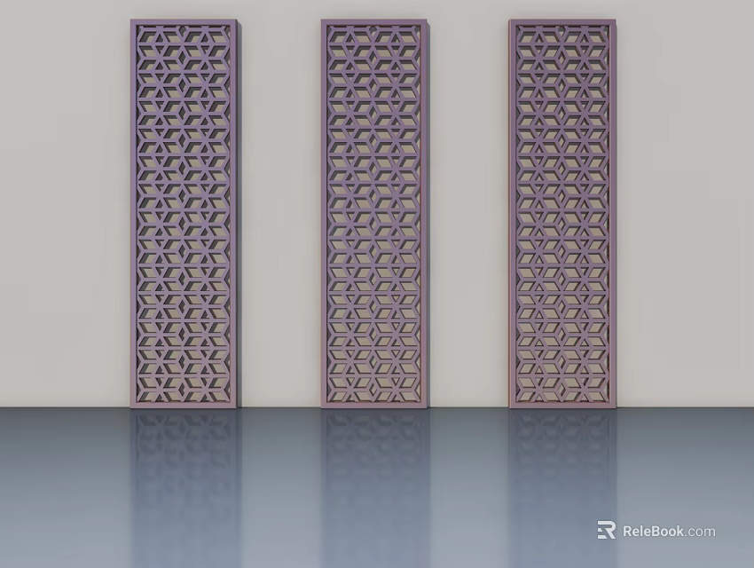 Three Decorative Swing Doors Featuring Intricate Geometric Patterns For Home Interior 3d model