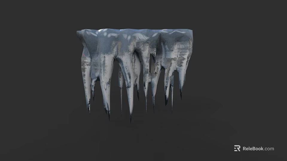 Detailed Frozen Icicles With Hanging Ice Structures And Textured Surface 3d model 