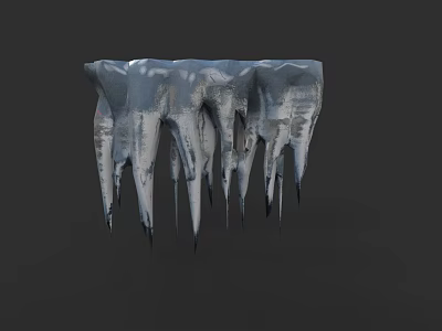 Detailed Frozen Icicles With Hanging Ice Structures And Textured Surface 3d model