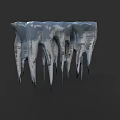 Detailed Frozen Icicles With Hanging Ice Structures And Textured Surface