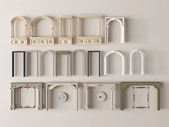 French Simple European Gypsum Line French Pass French Door Cover 3d model
