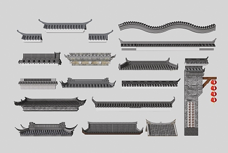 Chinese-style Eaves Tiles Eaves Line Eaves Building Components Flying Ridge 3d model