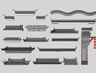 Chinese-style Eaves Tiles Eaves Line Eaves Building Components Flying Ridge 3d model