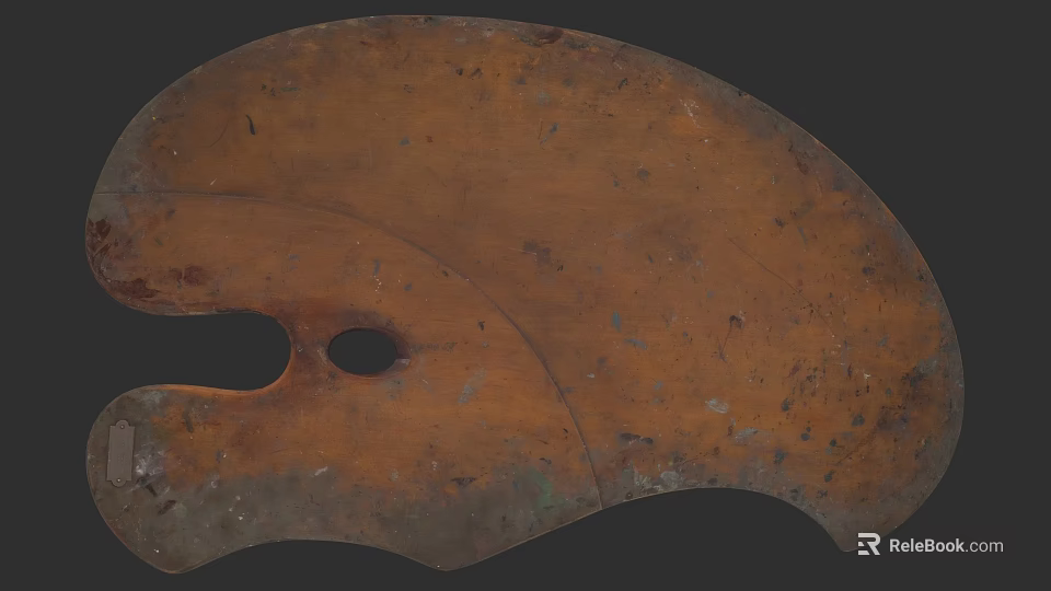 Vintage Wooden Sculpture Carving Palette with Curved Shape and Surface Marks 3d model 
