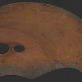 Vintage Wooden Sculpture Carving Palette with Curved Shape and Surface Marks