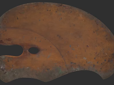 Vintage Wooden Sculpture Carving Palette with Curved Shape and Surface Marks 3d model
