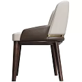 Modern Minimalist Single Chair With Beige Upholstery Dark Leather Armrests And Wooden Legs