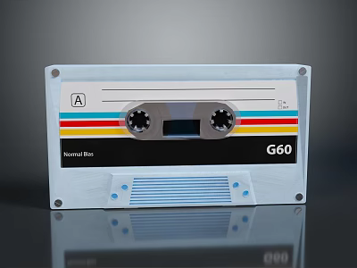 Vintage Audio Cassette With National Radio G60 And Colorful Stripes 3d model