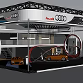 Audi Exhibition Booth With Modern Design Showcasing Yellow Sports Cars