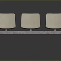Sleek Modern Three Seat Beige Bench With Metal Frame And Upholstered Seats