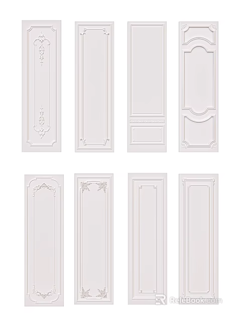 White Wainscoting Panels Showcasing Various Classic And Modern Interior Decorative Styles 3d model 