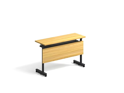 Modern Conference Table with Wooden Tabletop and Black Metal Legs for Office Meeting Room 3d model
