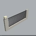 Building Exterior Wall With Gray Pillars Black Metal Railings And White Square Lights