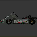 Racing Go Kart With Green Frame White Body Open Design And Logos
