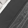 Modern Double Bed With Grey Headboard White Grey Bedding And Small Nightstands