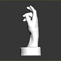 Detailed Human Hand Organ Sculpture With Metallic Silver Finish And Round Pedestal Base