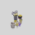 Colorful Candy Display In Glass Jars With Purple Yellow Lollipops Sticks And Striped Candies
