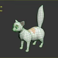 Adorable White Cat with Pink Ears and Patches Blue Eyes Standing Pose 3D Render
