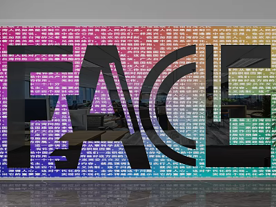 Colorful Modern Decorative Partition With FACE Letter Design For Interior Space 3d model