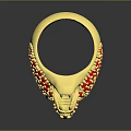 Elegant Golden Bracelet With Intricate Red Bead Decorations And Handcrafted Design