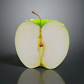 Fresh Green Apple Sliced in Half with Seeds and Water Drops