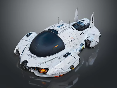 Futuristic White Spacecraft With Sleek Structure And Transparent Cockpit For Space Exploration 3d model