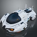 Futuristic White Spacecraft With Sleek Structure And Transparent Cockpit For Space Exploration