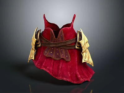 Red Decorative Vest With Gold Accent Details For Stylish Daily Wear 3d model