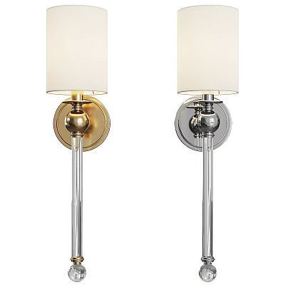 Modern Wall Lamps With White Shades Gold And Silver Bases Metal Poles 3d model