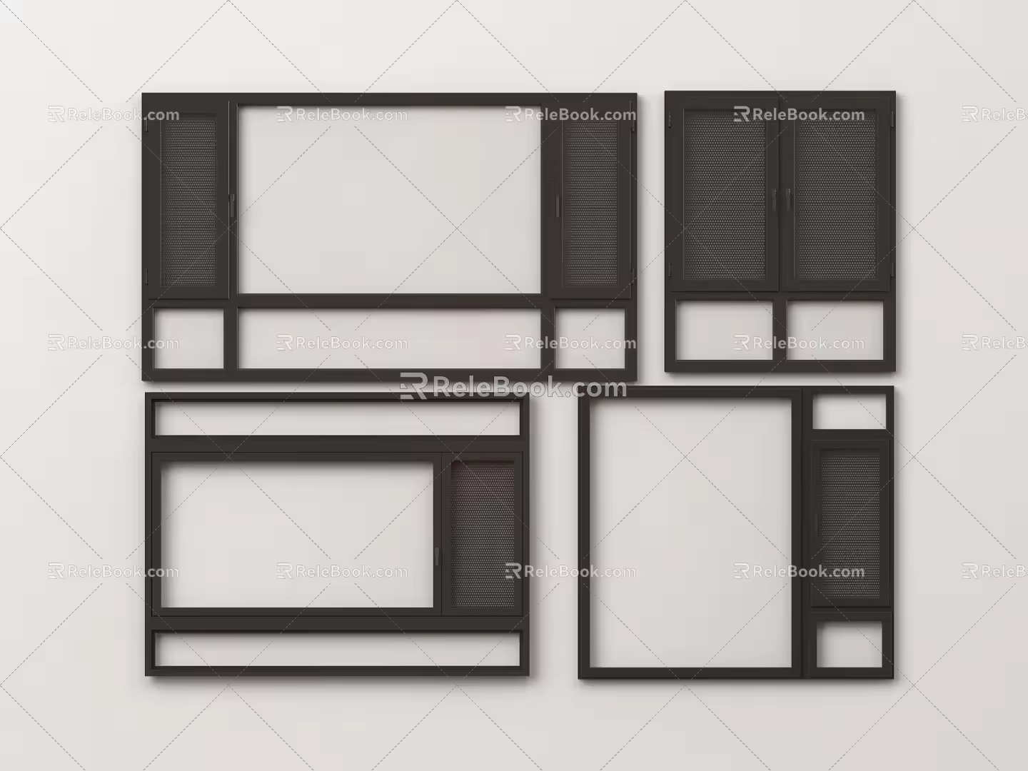 Modern window casement window screen window 3d model