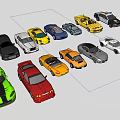 Colorful Various Car Models Including Sports Cars And SUVs On