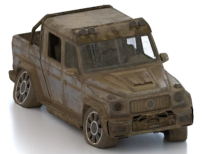 Old Rusty Truck Featuring Large Wheels Roof Lights And Worn Exterior Design 3d model
