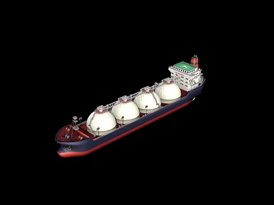LNG Carrier Ship With Spherical Storage Tanks And Red Blue Hull Structure 3d model