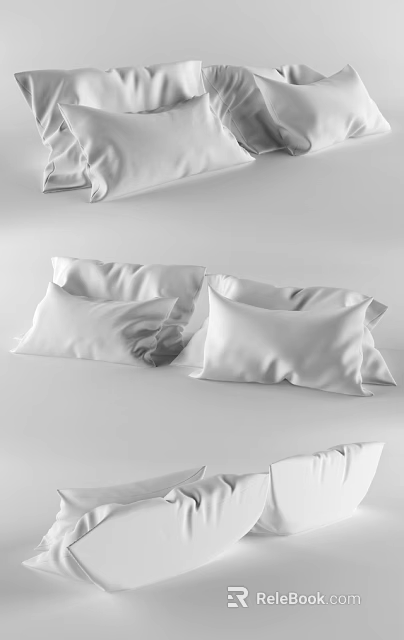 White Soft Decorative Pillows in Modern Minimalist Style for Home Comfort 3d model 
