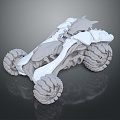 Modern all-terrain vehicle monster car has a locomotive toy car 3d model