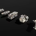 Futuristic Sci Fi Mechanical Models With Metallic Design On Black Background 3d model