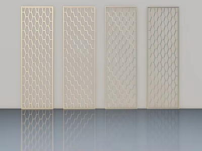 Four Light Colored Flush Doors With Geometric Patterns For Interior Design 3d model