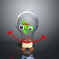 Creative Bulb Shaped Decorative Furniture With Green Plant And Red Arms Design