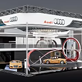 Modern Audi Exhibition Booth Showcase With Displayed Luxury Cars And Stylish Design