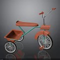 Colorful Children's Tricycle with Red Seat and Green Frame and White Spoked Wheels