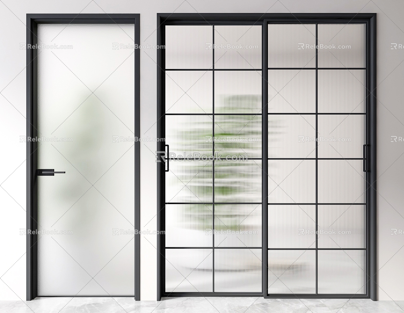 modern glass door sliding door 3d model