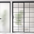 modern glass door sliding door 3d model