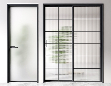 modern glass door sliding door 3d model