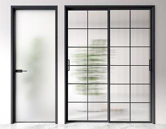 modern glass door sliding door 3d model