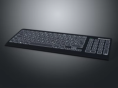 Anker Full Size Backlit Computer Keyboard In Black With White Keys And Numeric Keypad 3d model